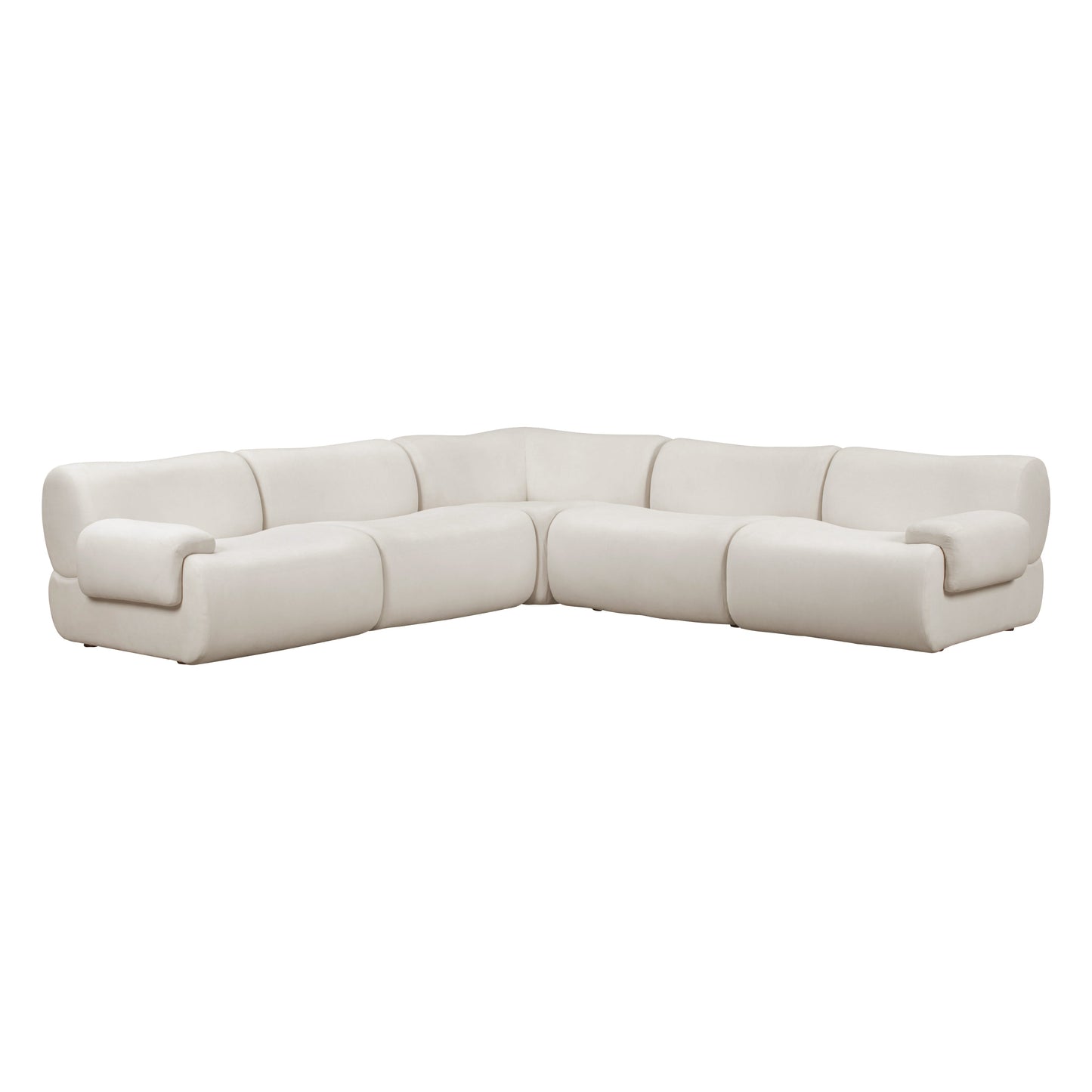 Zenith 5-Piece Contract-Grade Upcycled Fabric Modular L-Sectional - Cream