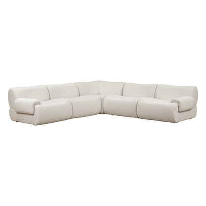 Zenith 5-Piece Contract-Grade Upcycled Fabric Modular L-Sectional - Cream