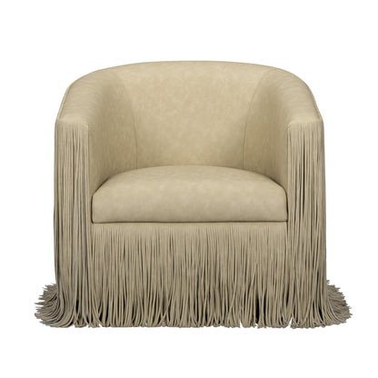 Shag Me Performance Vegan Leather Swivel Accent Chair - Tan