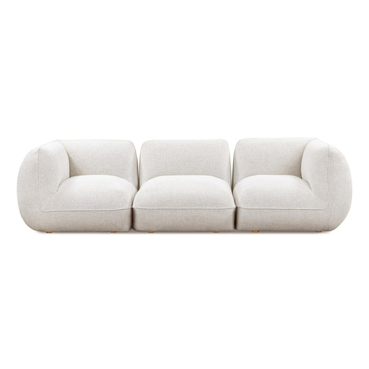 Arezza 115" Stone White Contract-Grade Basketweave Chenille Modular Sofa - Default Variant
