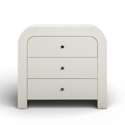 Hump 38" Arched 3-Drawer Bedside Chest - White
