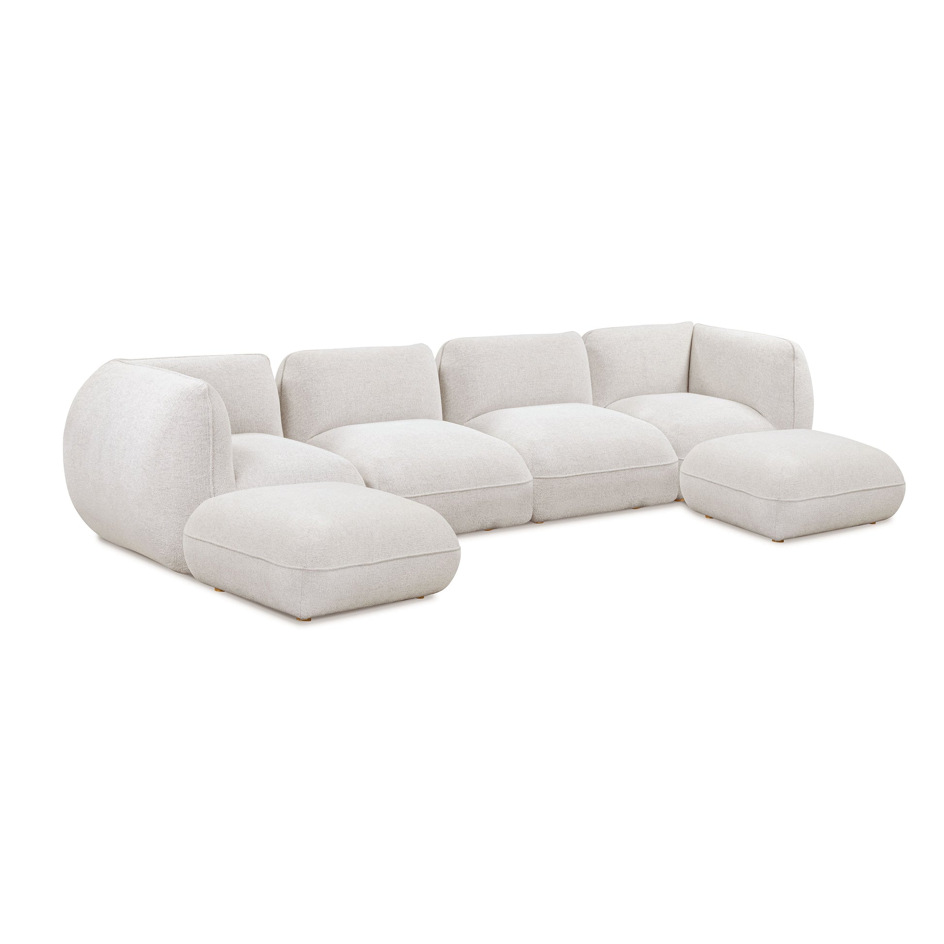 Arezza Stone White Contract-Grade Basketweave Chenille Modular U-Chaise Sectional - Default Variant