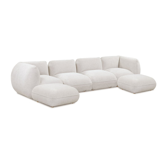 Arezza Stone White Contract-Grade Basketweave Chenille Modular U-Chaise Sectional - Default Variant