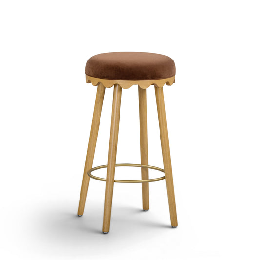 Oodle Performance Vegan Mohair Stool - Bronze / Natural Ash / Bar Height