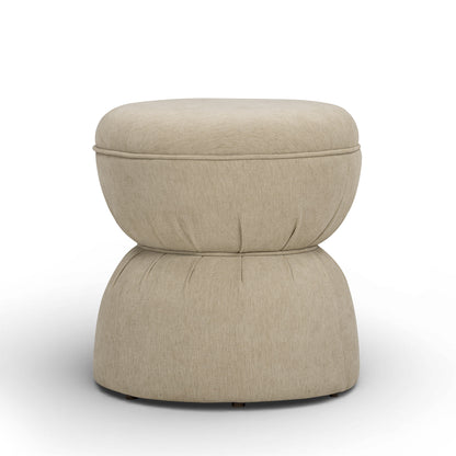 Tomlin Ruched Performance Fabric Game Ottoman - Tan
