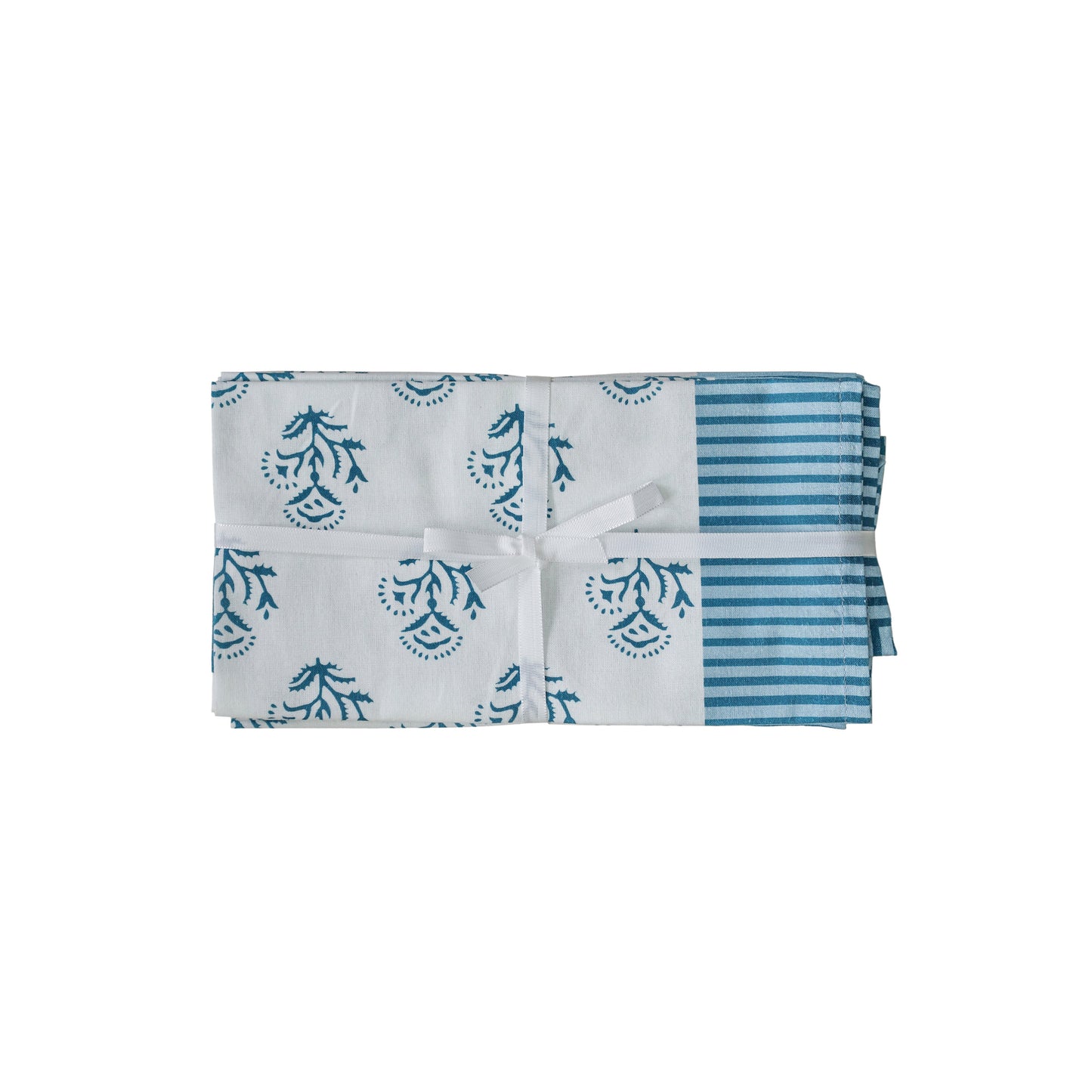 Crissy Cotton Canvas Printed Napkins - Set of 4 - Blue Vintage Floral