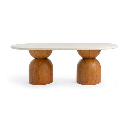 Cynthia Concrete Indoor/Outdoor Dining Table (54"-87") - Travertine/Walnut Brown / 87"