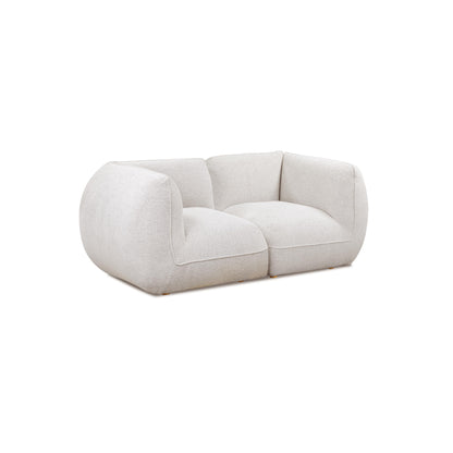 Arezza 80" Stone White Contract-Grade Basketweave Chenille Modular Loveseat