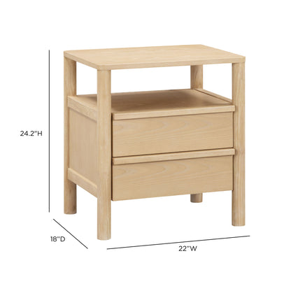 Tyra 22" Ash 2-Drawer Nightstand