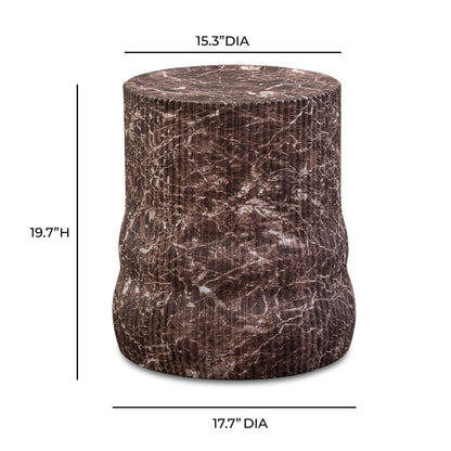 Cilla Red Faux Levanto Marble Indoor/Outdoor Concrete Side Table