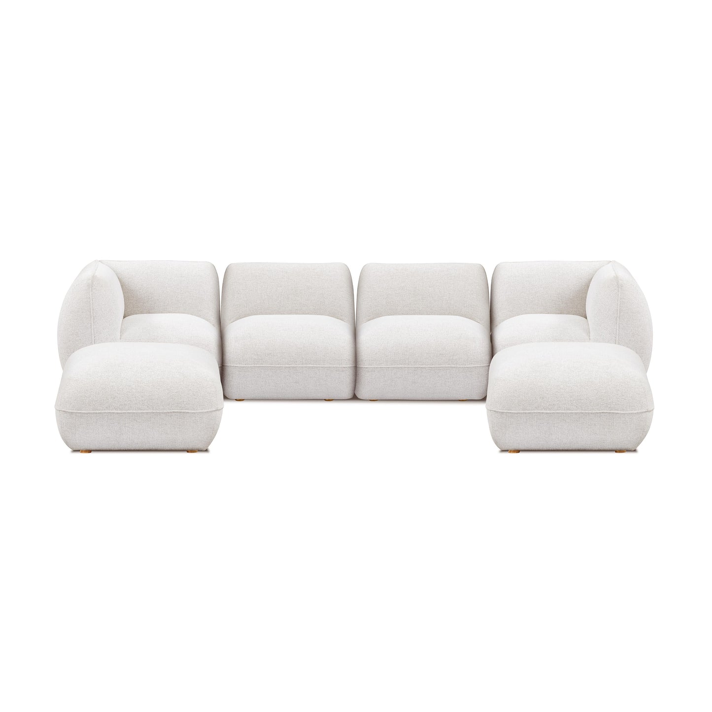 Arezza Stone White Contract-Grade Basketweave Chenille Modular U-Chaise Sectional