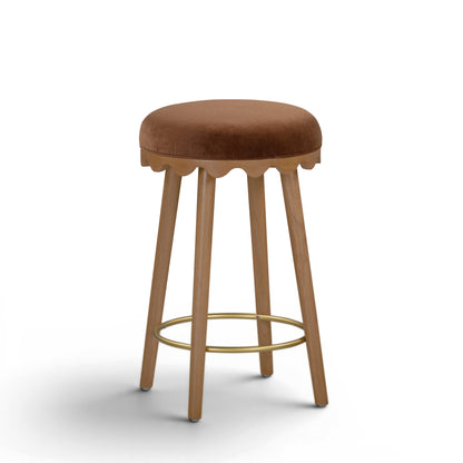 Oodle Performance Vegan Mohair Stool - Bronze / Light Walnut / Counter Height