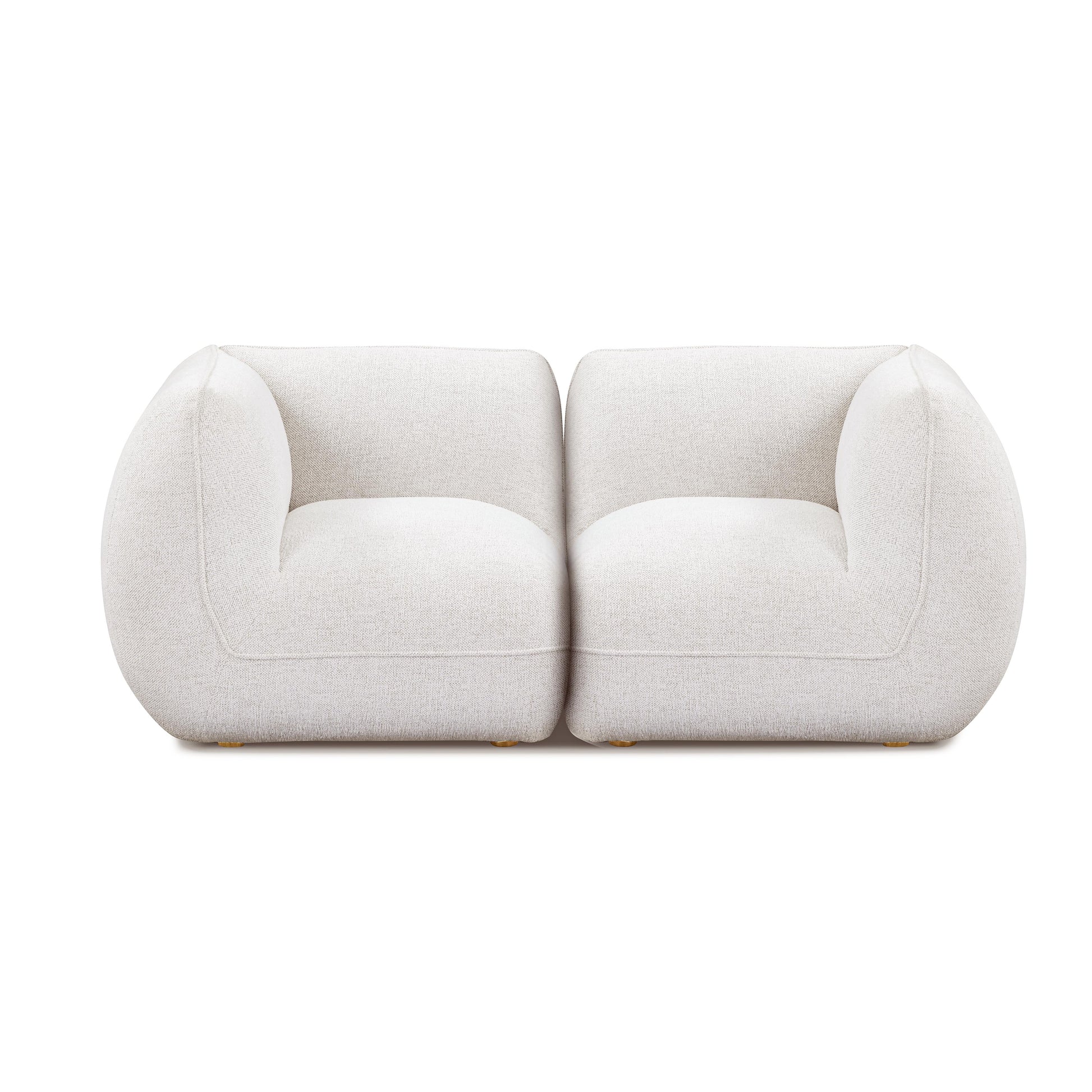 Arezza 80" Stone White Contract-Grade Basketweave Chenille Modular Loveseat - Default Variant