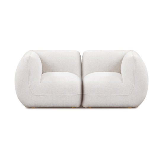 Arezza 80" Stone White Contract-Grade Basketweave Chenille Modular Loveseat - Default Variant