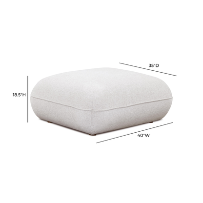 Arezza Stone White Contract-Grade Basketweave Chenille Ottoman