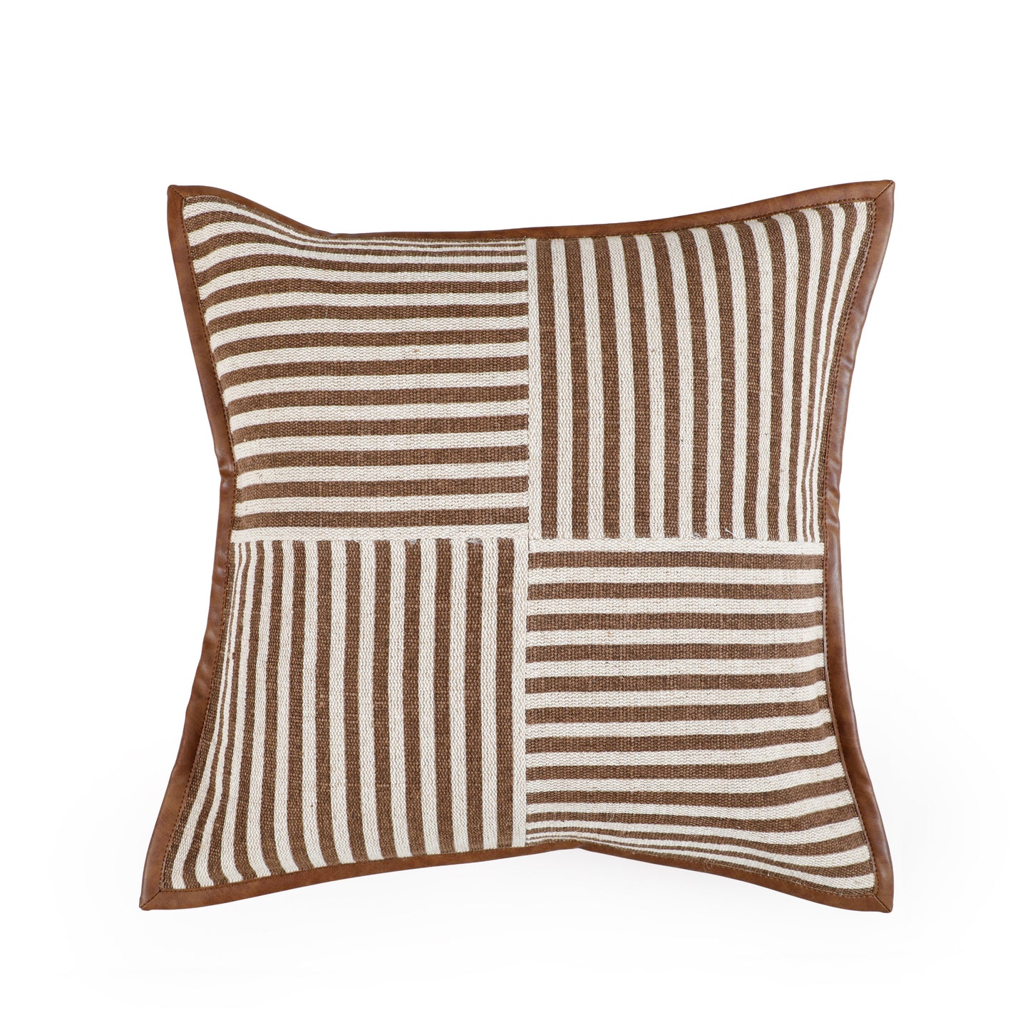 Kora 20" Cotton Jute Contract-Grade Throw Pillow - Brown / With Insert