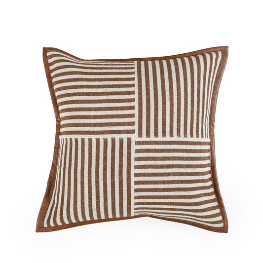 Kora 20" Cotton Jute Contract-Grade Throw Pillow - Brown / With Insert
