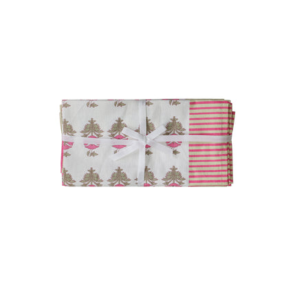 Crissy Cotton Canvas Printed Napkins - Set of 4 - Pink Vintage Floral