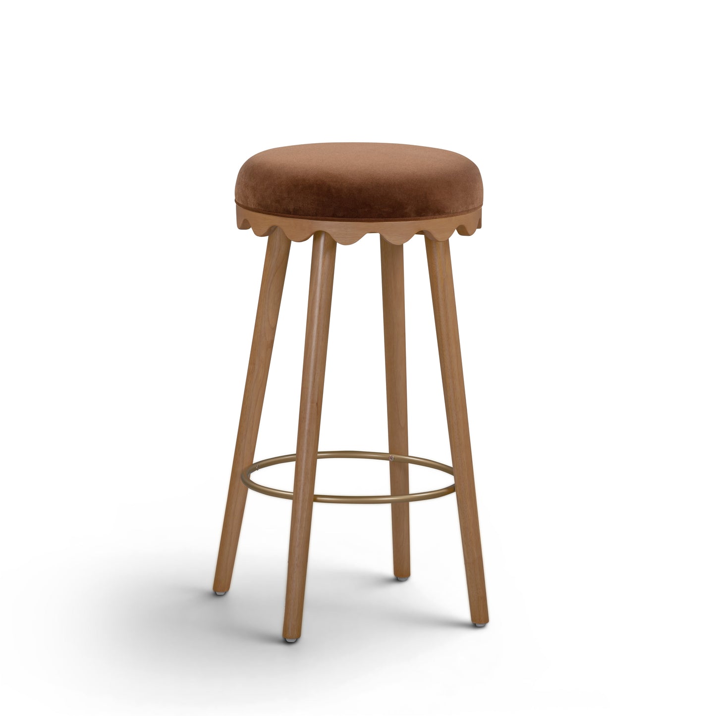 Oodle Performance Vegan Mohair Stool - Bronze / Light Walnut / Bar Height