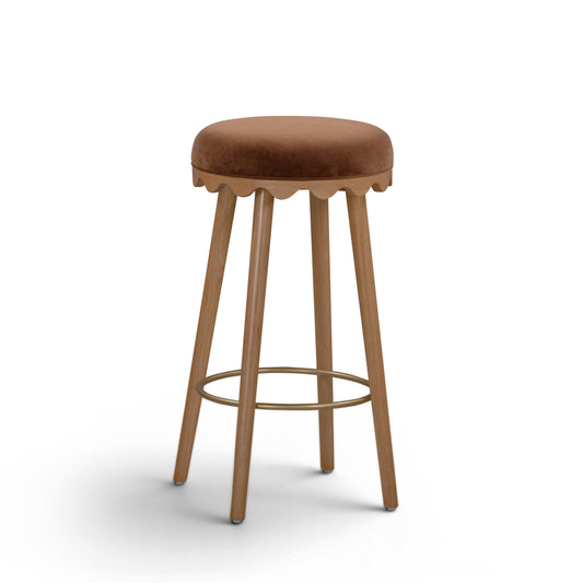 Oodle Performance Vegan Mohair Stool - Bronze / Light Walnut / Bar Height