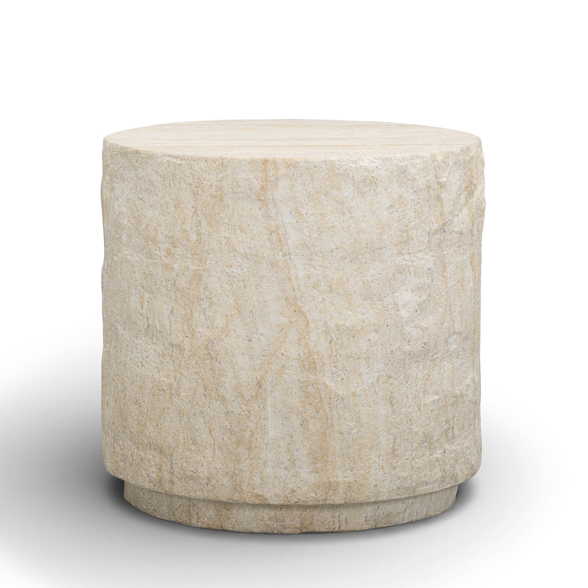 Roxanne Faux Travertine Indoor/Outdoor Concrete Side Table - Default Variant