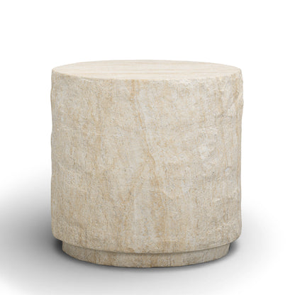 Roxanne Faux Travertine Indoor/Outdoor Concrete Side Table - Default Variant