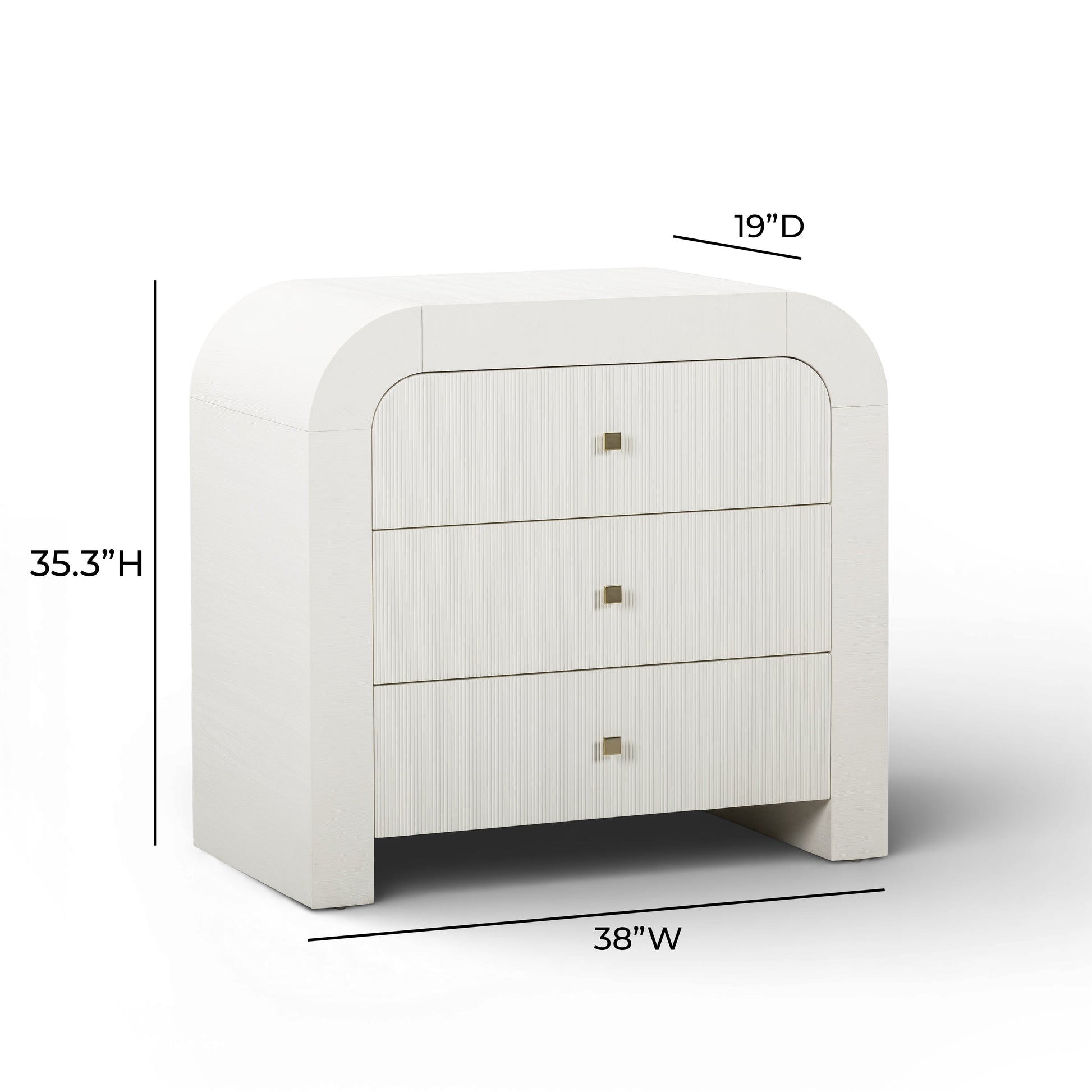 Hump 38" Arched 3-Drawer Bedside Chest