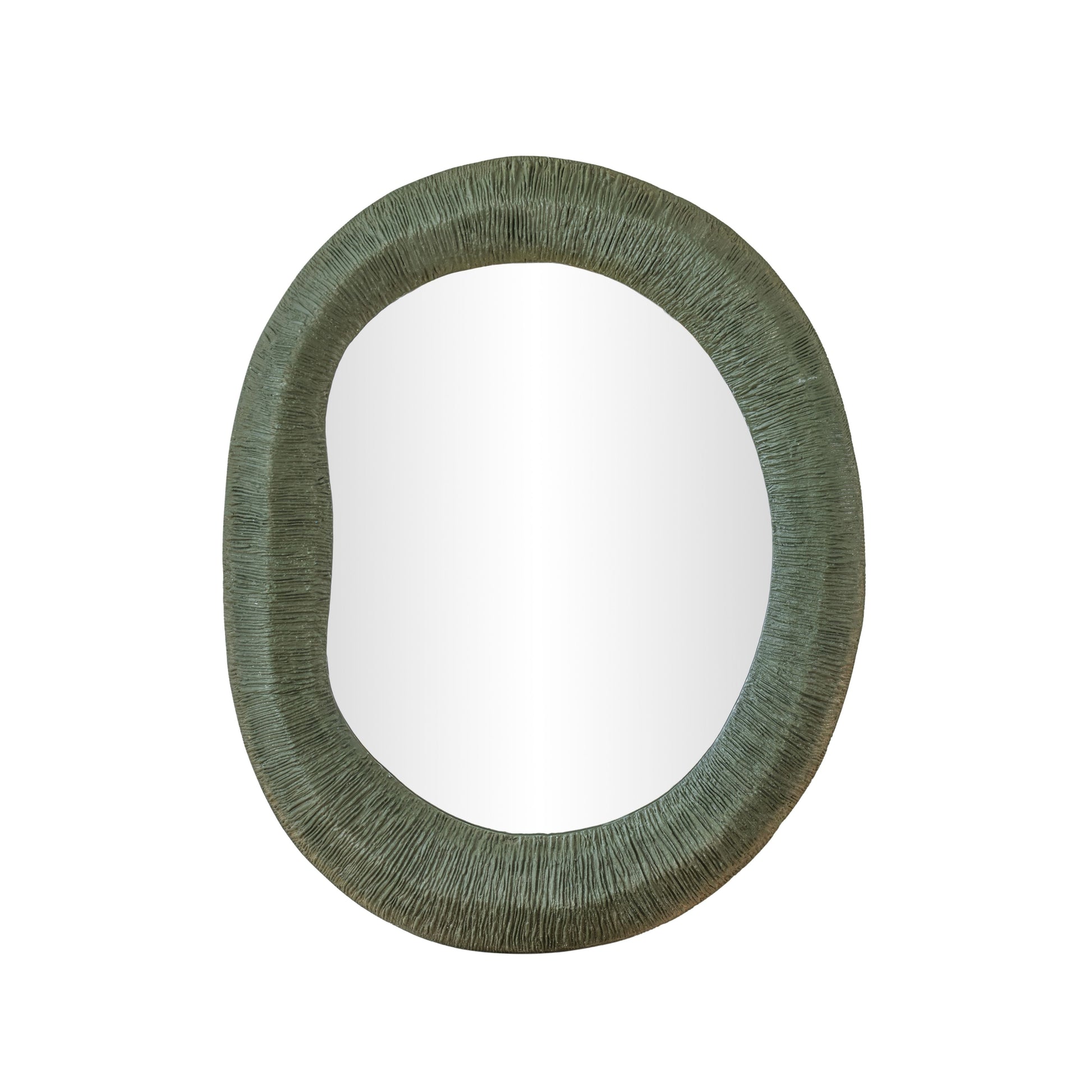 Orpheus 22"X28" Ribbed Forest Green Fiberglass Thick Wall Mirror