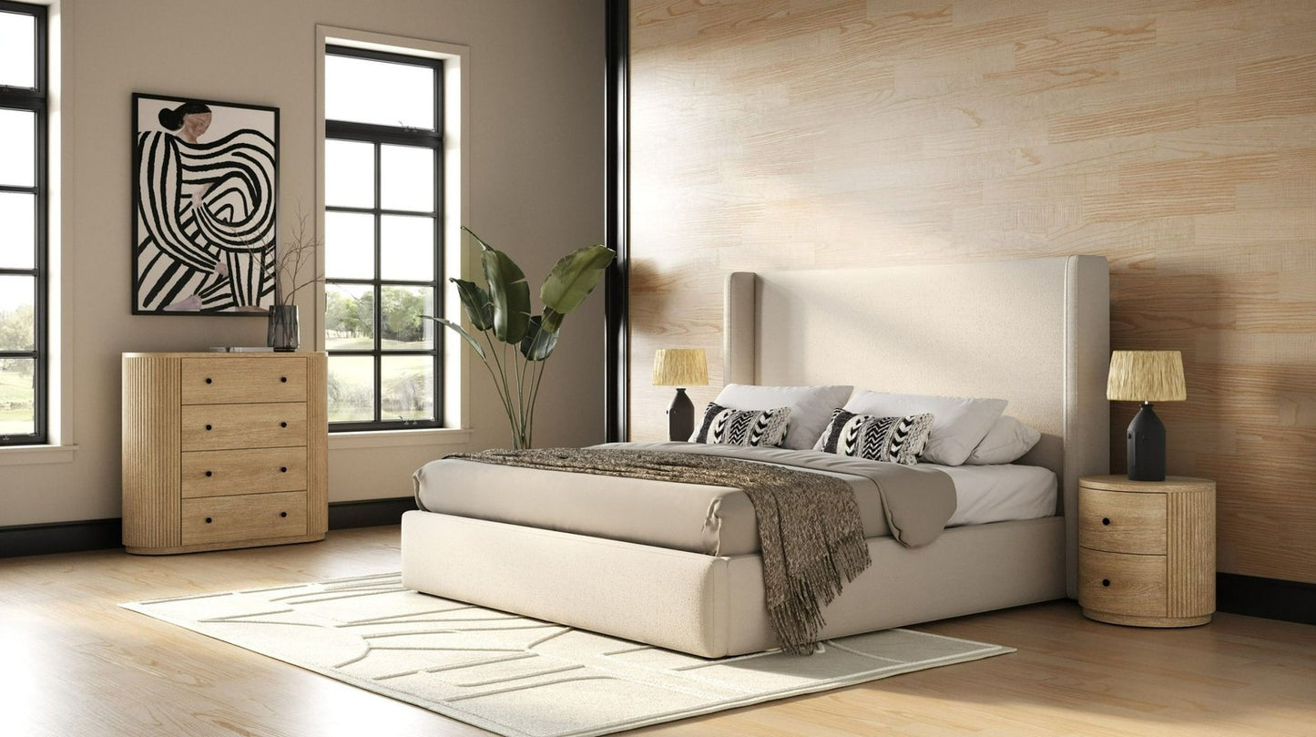 Byrne - Modern Beige Fabric Bed
