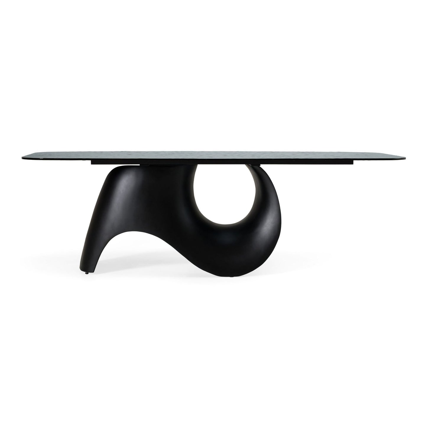 Neptune - Modern Grey Wave Glass + Black Dining Table