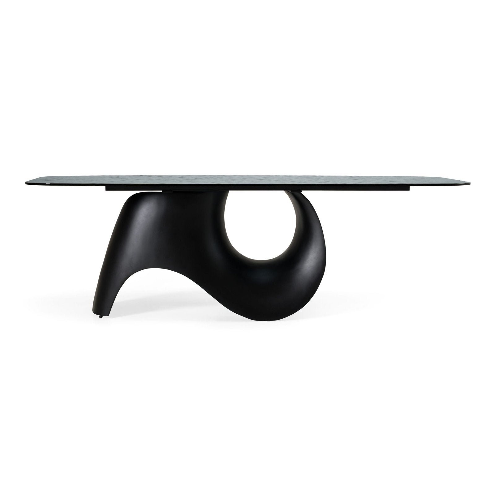 Neptune - Modern Grey Wave Glass + Black Dining Table