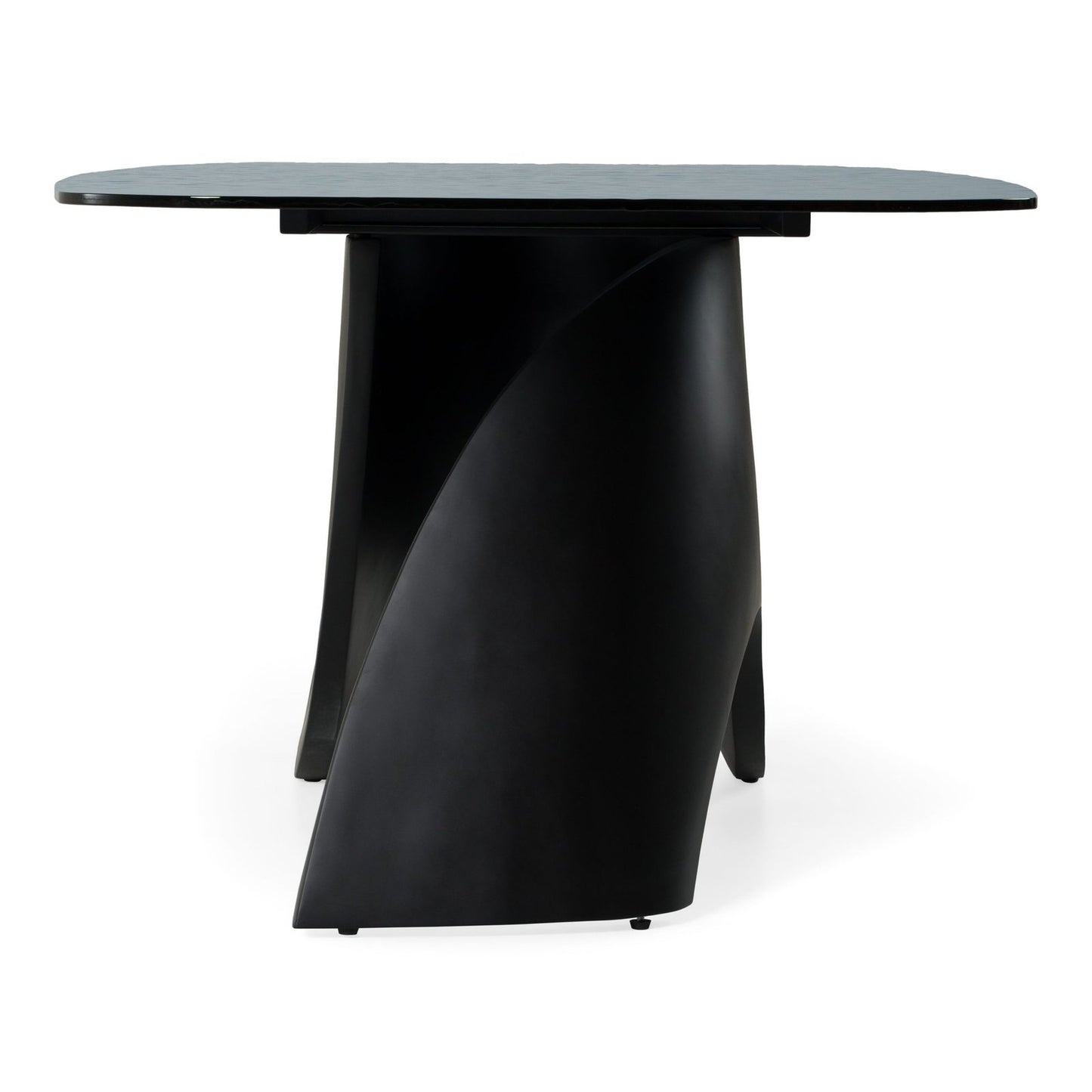 Neptune - Modern Grey Wave Glass + Black Dining Table