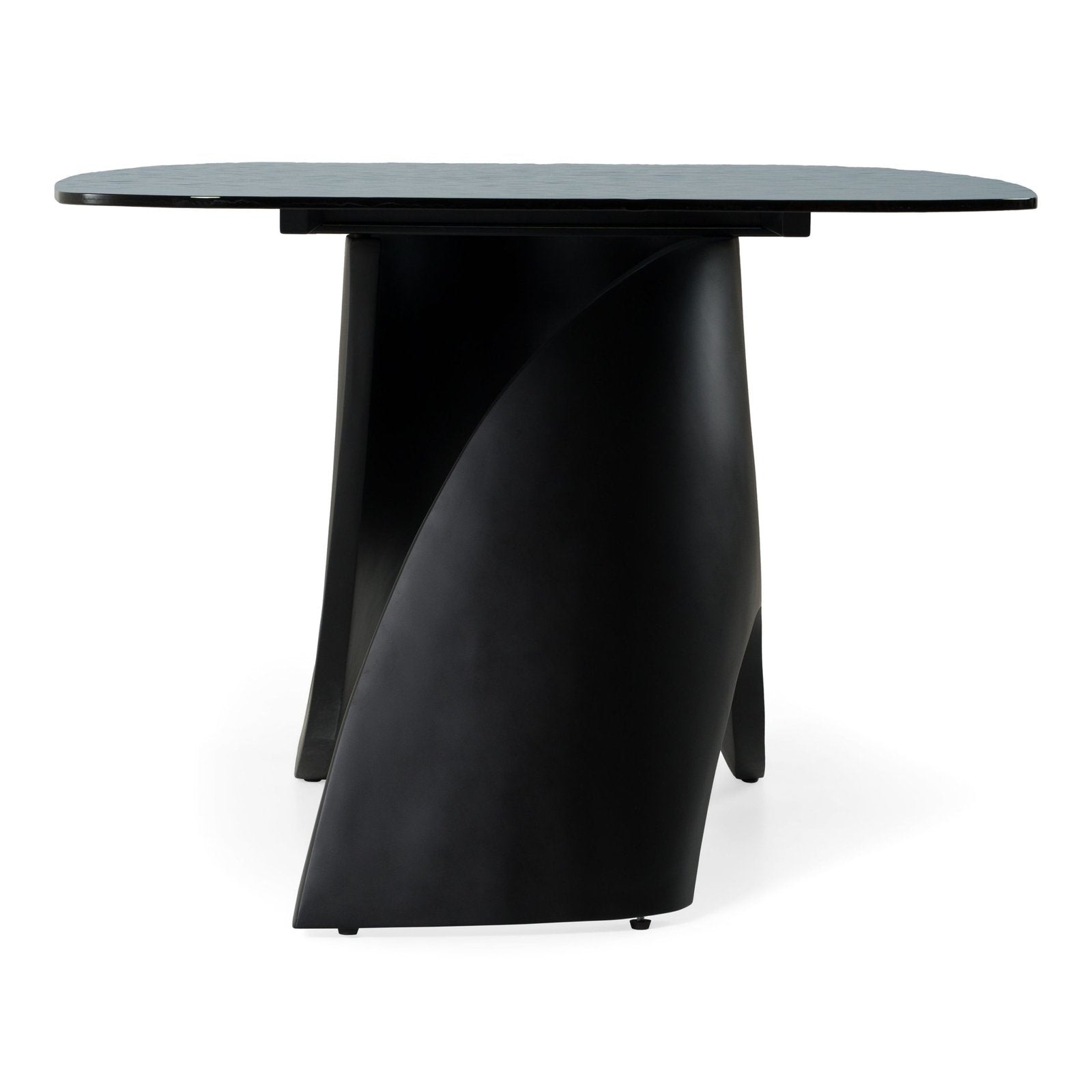 Neptune - Modern Grey Wave Glass + Black Dining Table