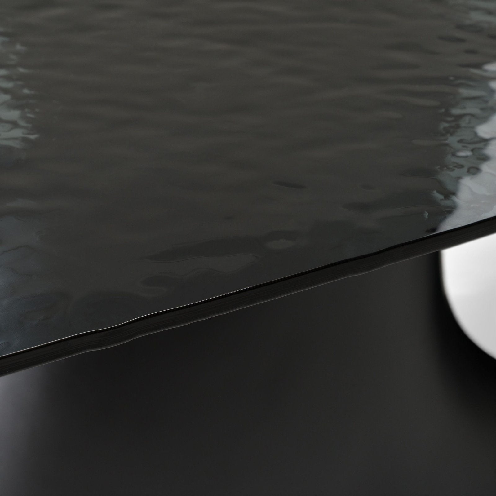 Neptune - Modern Grey Wave Glass + Black Dining Table