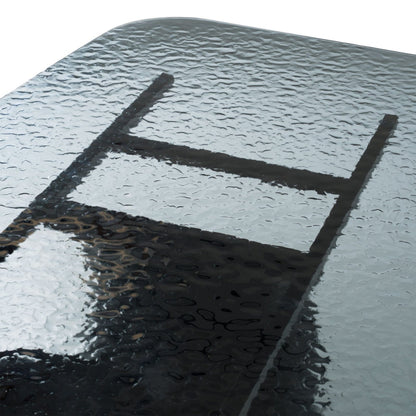 Neptune - Modern Grey Wave Glass + Black Dining Table