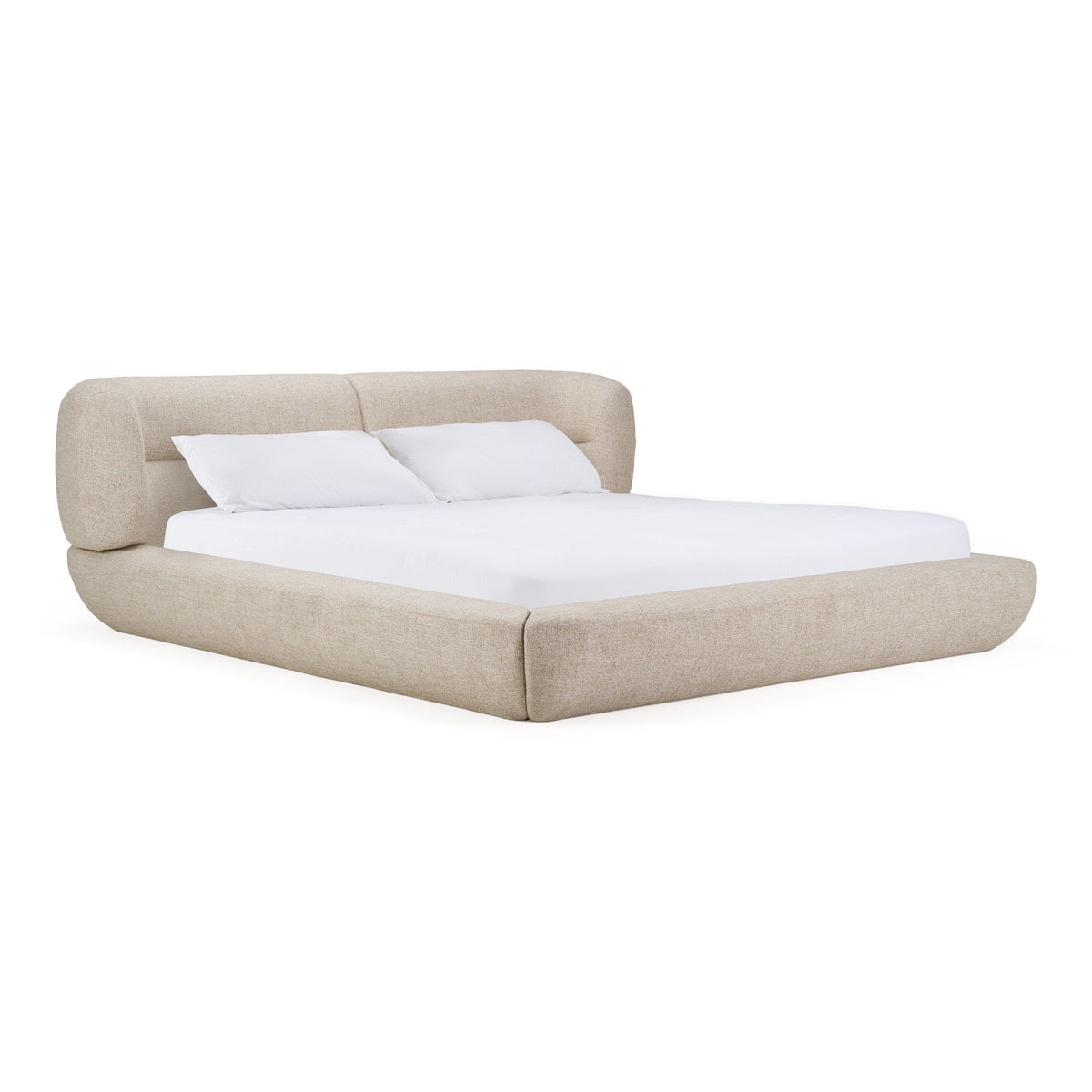 Queen Nouveau Pasha - Modern Cream Fabric Bed