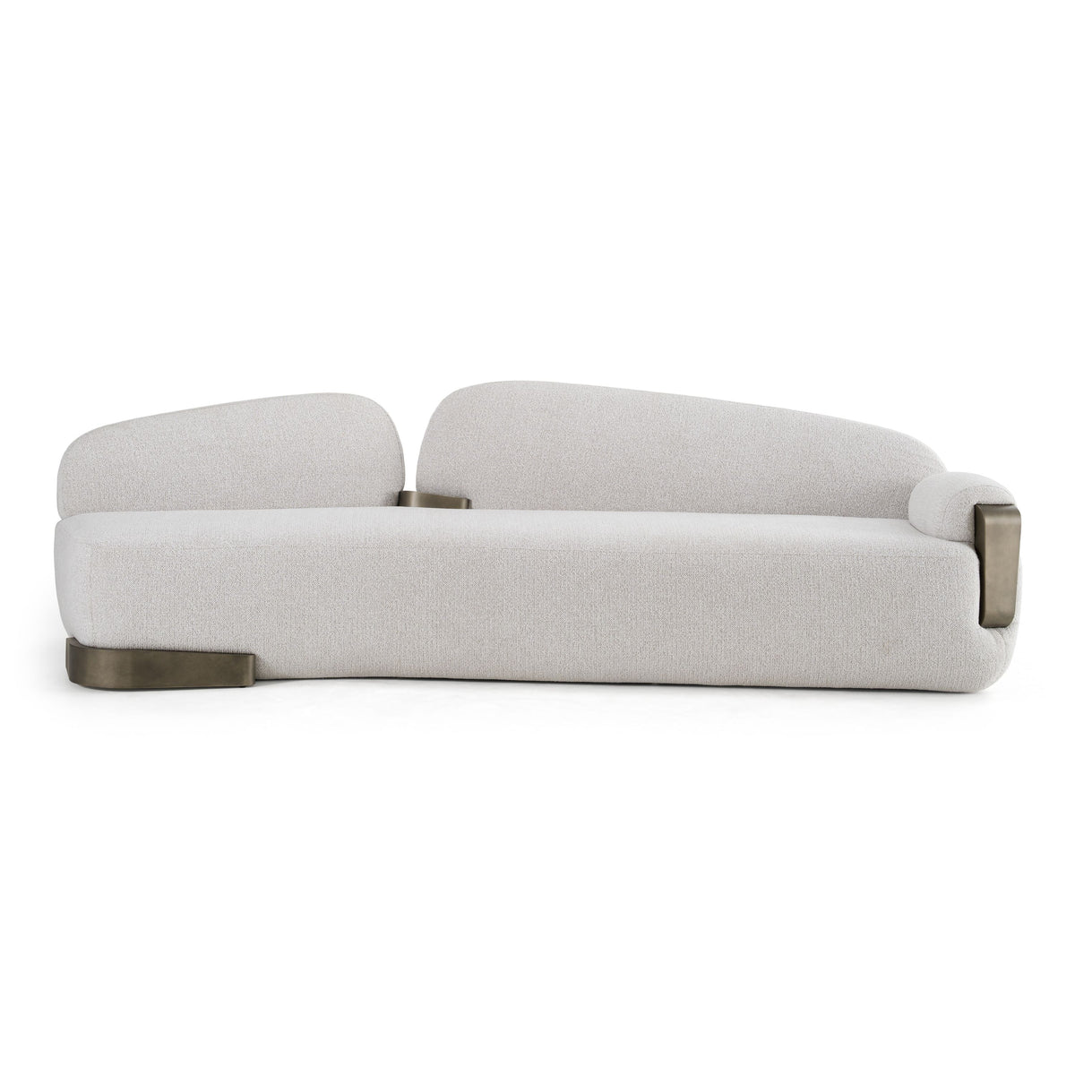 Rainier - Contemporary Off-White Fabric + Antique Brass Sofa