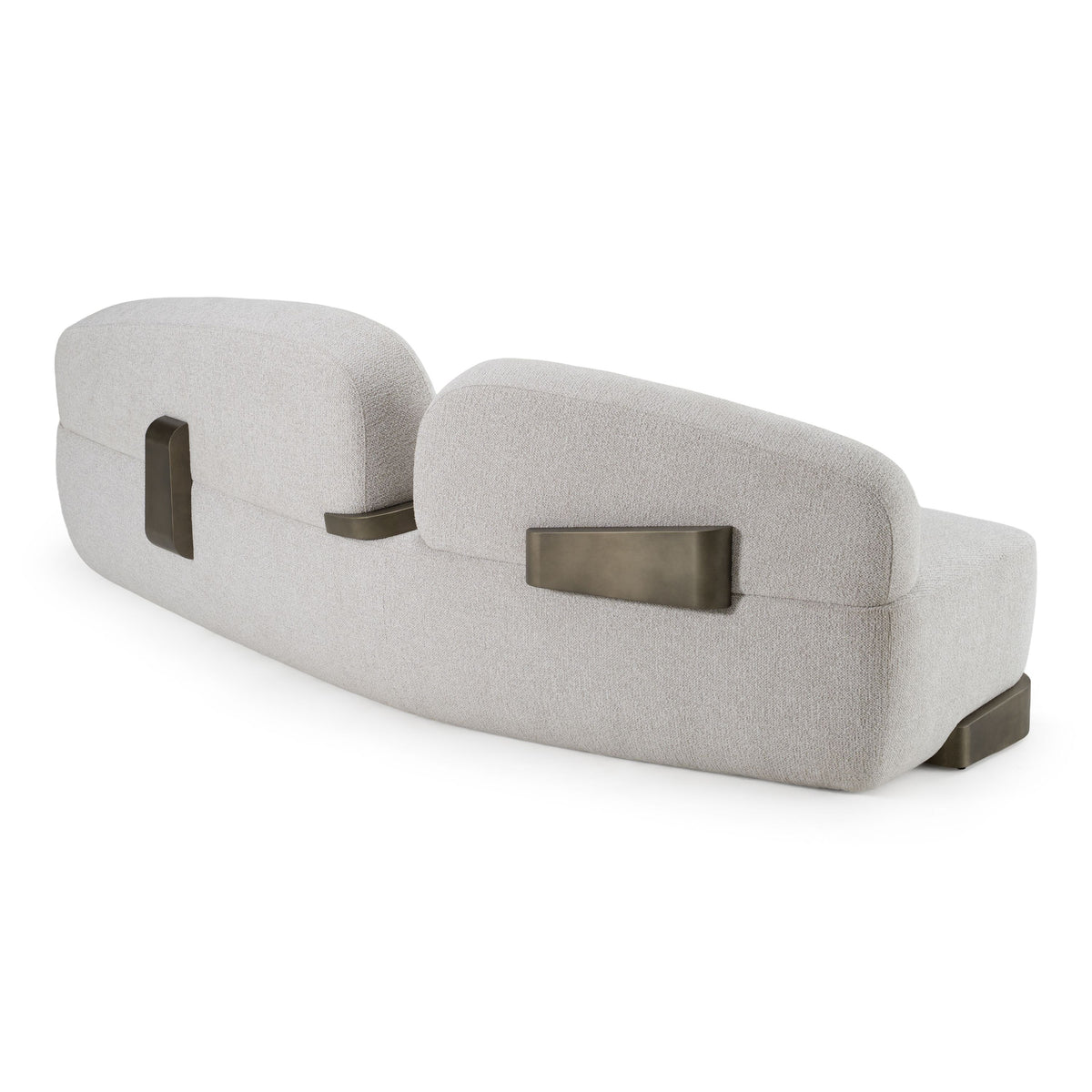 Rainier - Contemporary Off-White Fabric + Antique Brass Sofa