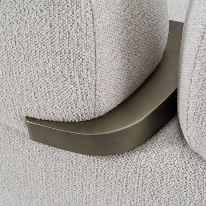 Rainier - Contemporary Off-White Fabric + Antique Brass Sofa