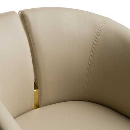 Renfew - Modern Beige Vegan Leather + Champagne Gold Dining Chair