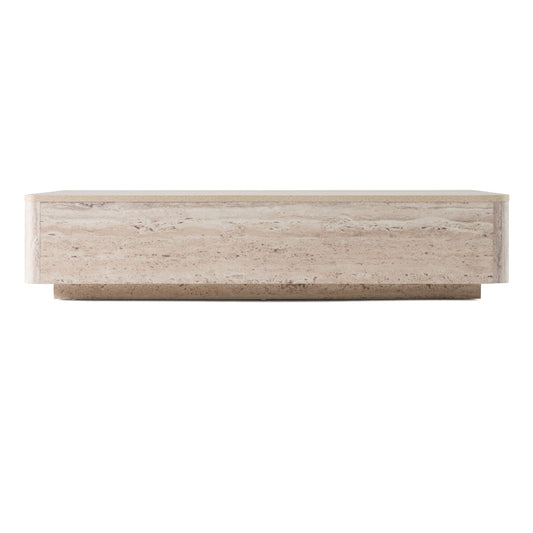 Roma - Modern Faux Travertine Rectangular Coffee Table