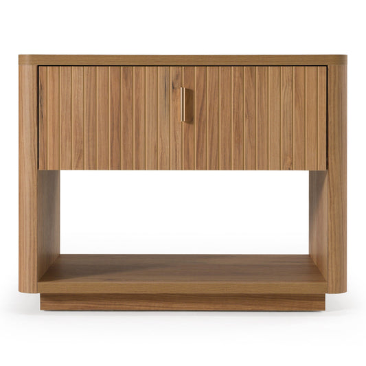Roma - Modern Oak + Gold Nightstand