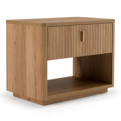 Roma - Modern Oak + Gold Nightstand
