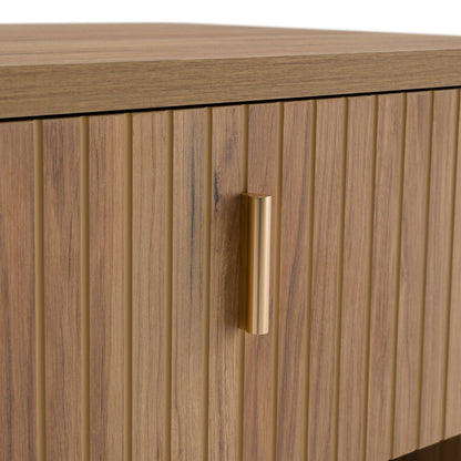 Roma - Modern Oak + Gold Nightstand
