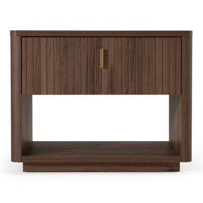 Roma - Modern Walnut + Gold Nightstand