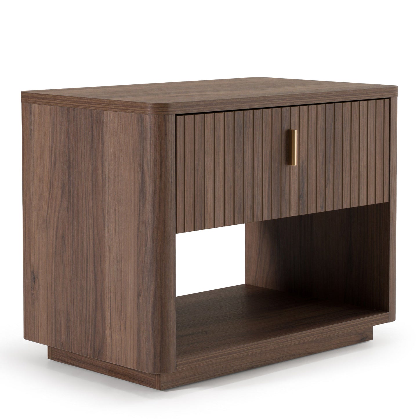 Roma - Modern Walnut + Gold Nightstand
