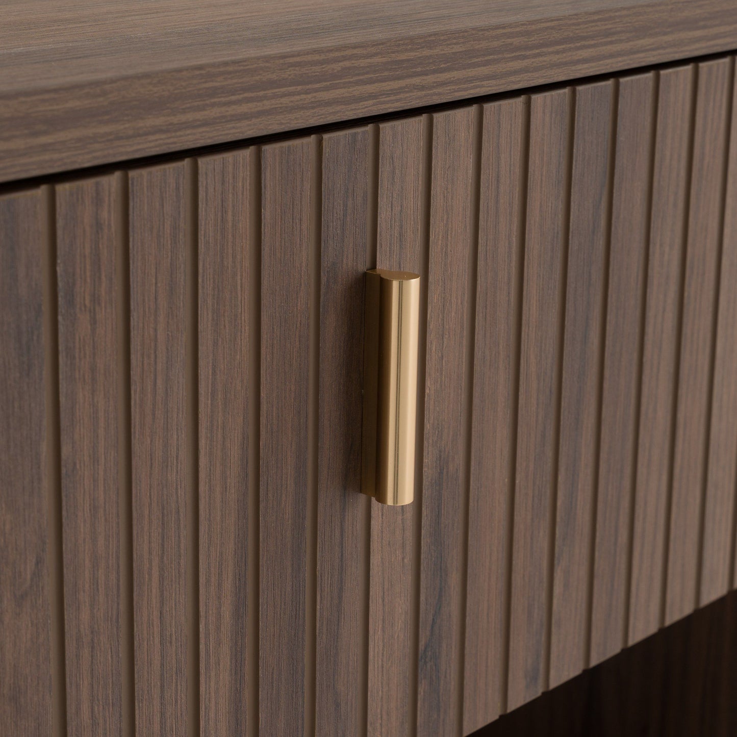 Roma - Modern Walnut + Gold Nightstand