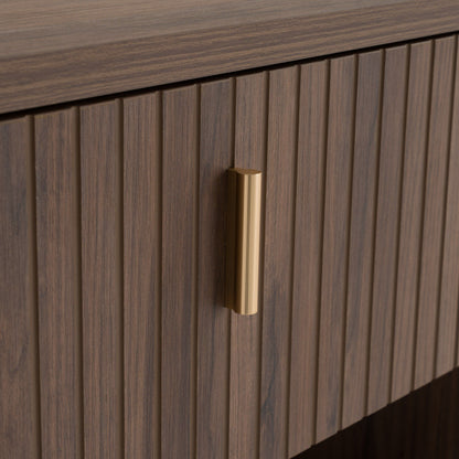 Roma - Modern Walnut + Gold Nightstand
