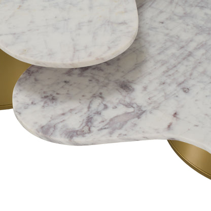 Gabbro - Glam White Marble + Gold Nesting Coffee Table Set