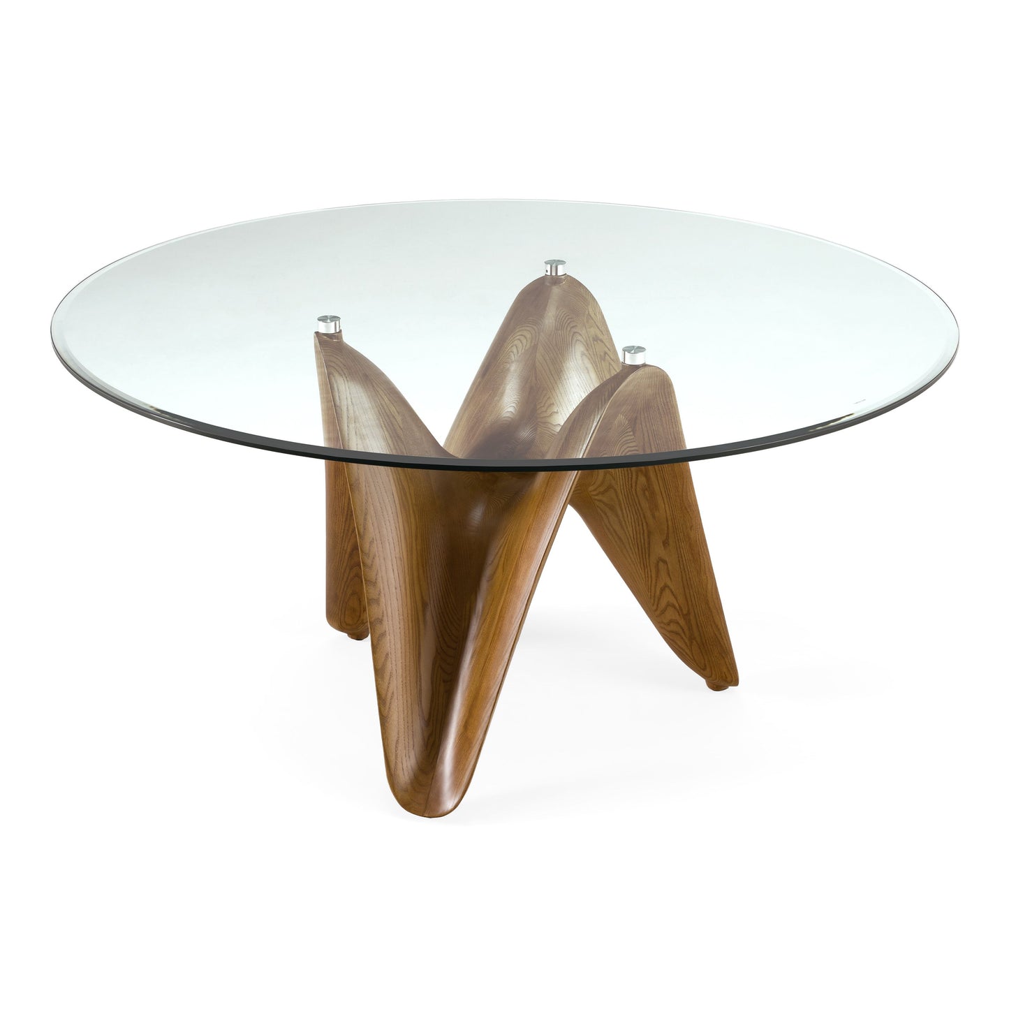 Seguin Round Glass & Walnut Dining Table